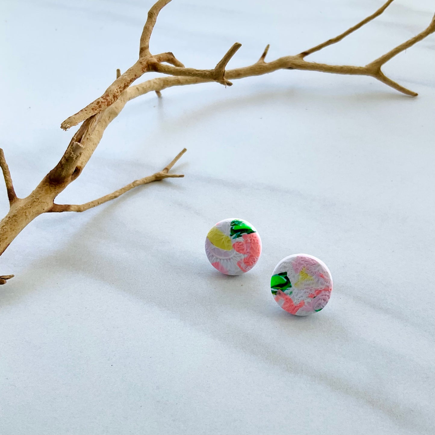 Pastel Floral Studs Textured