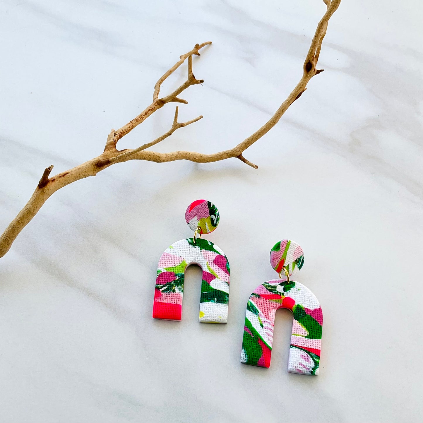 Montra Arches // Pink and Green Print Textured