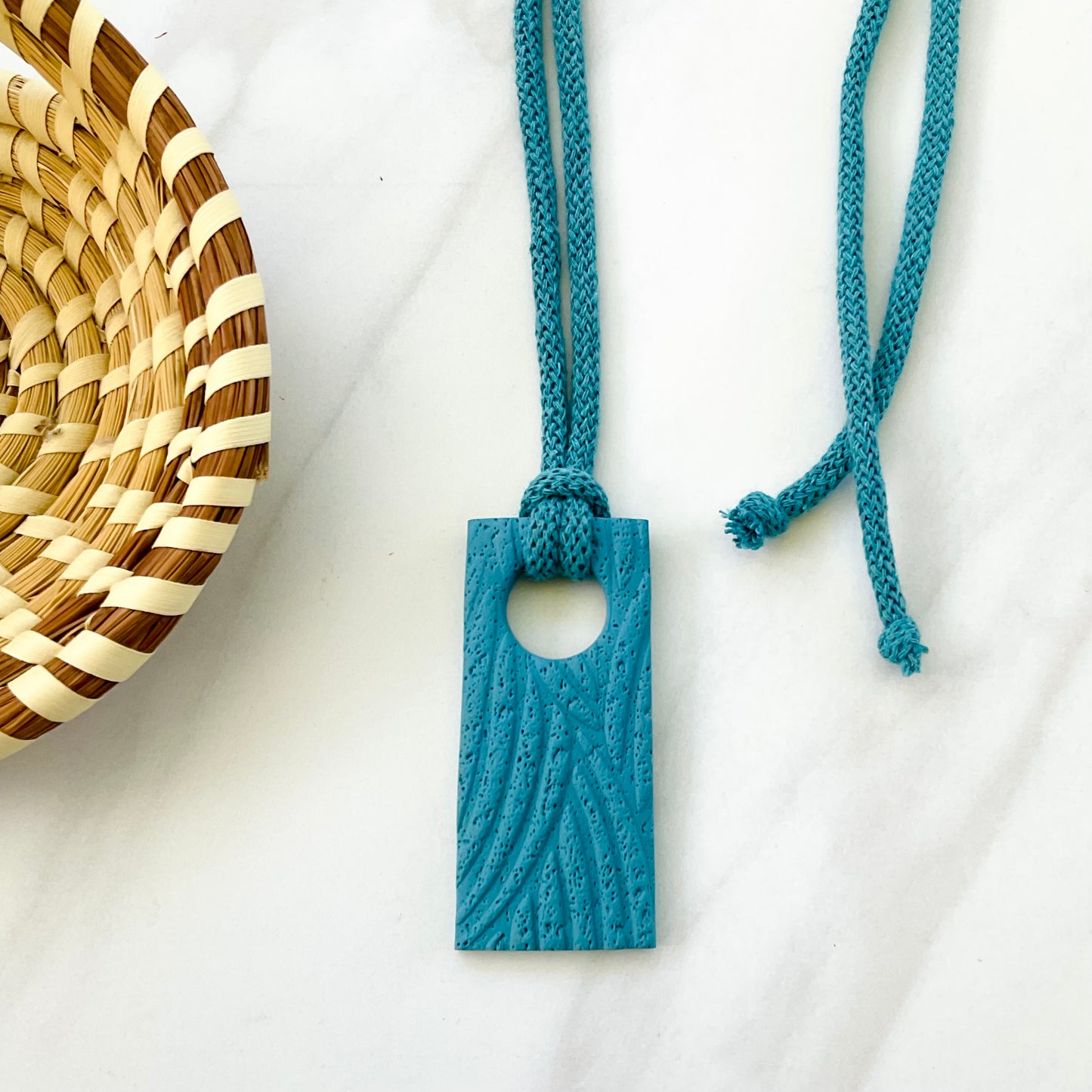 Clay Pendant Necklace // Bluestone Textured