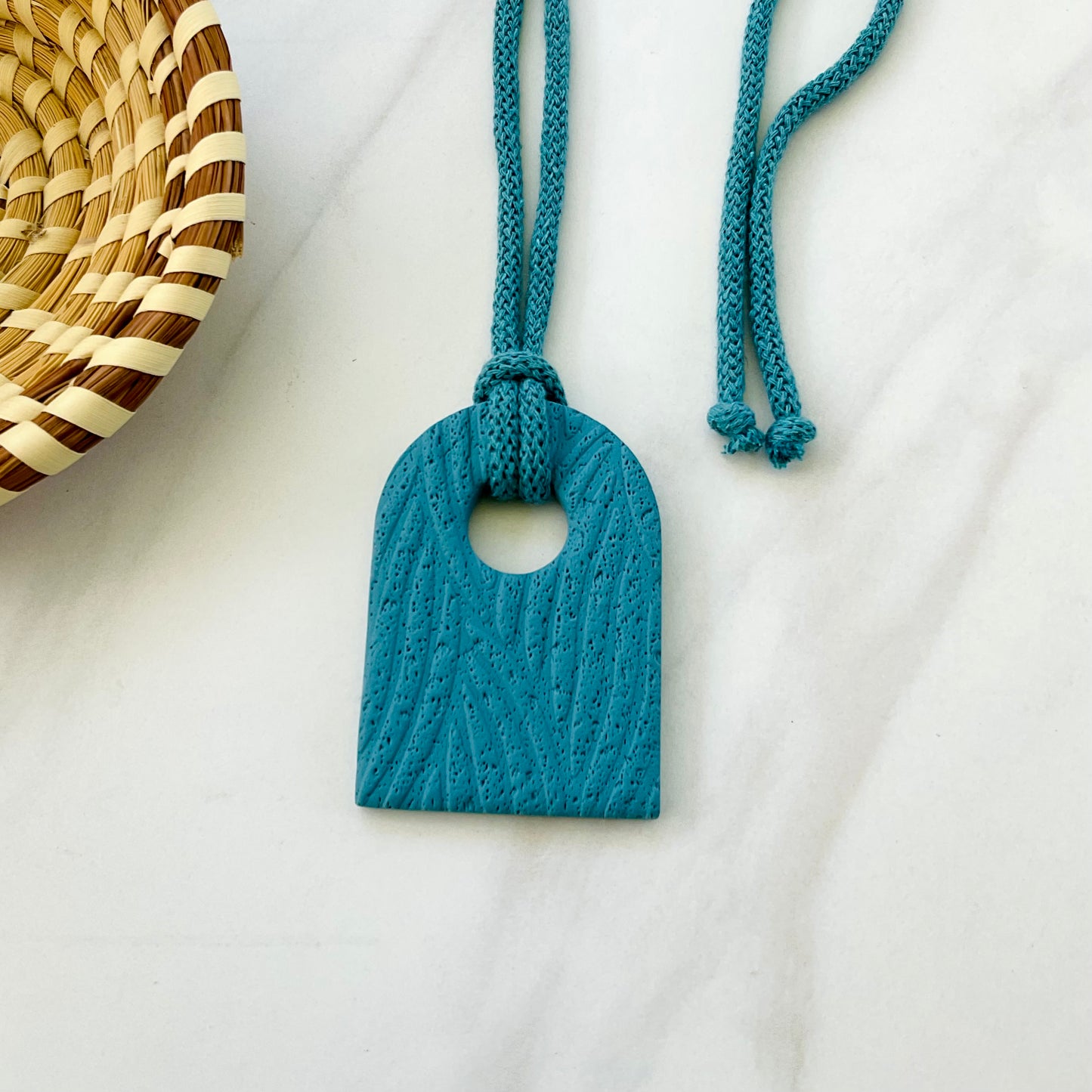 Clay Pendant Necklace // Bluestone Textured