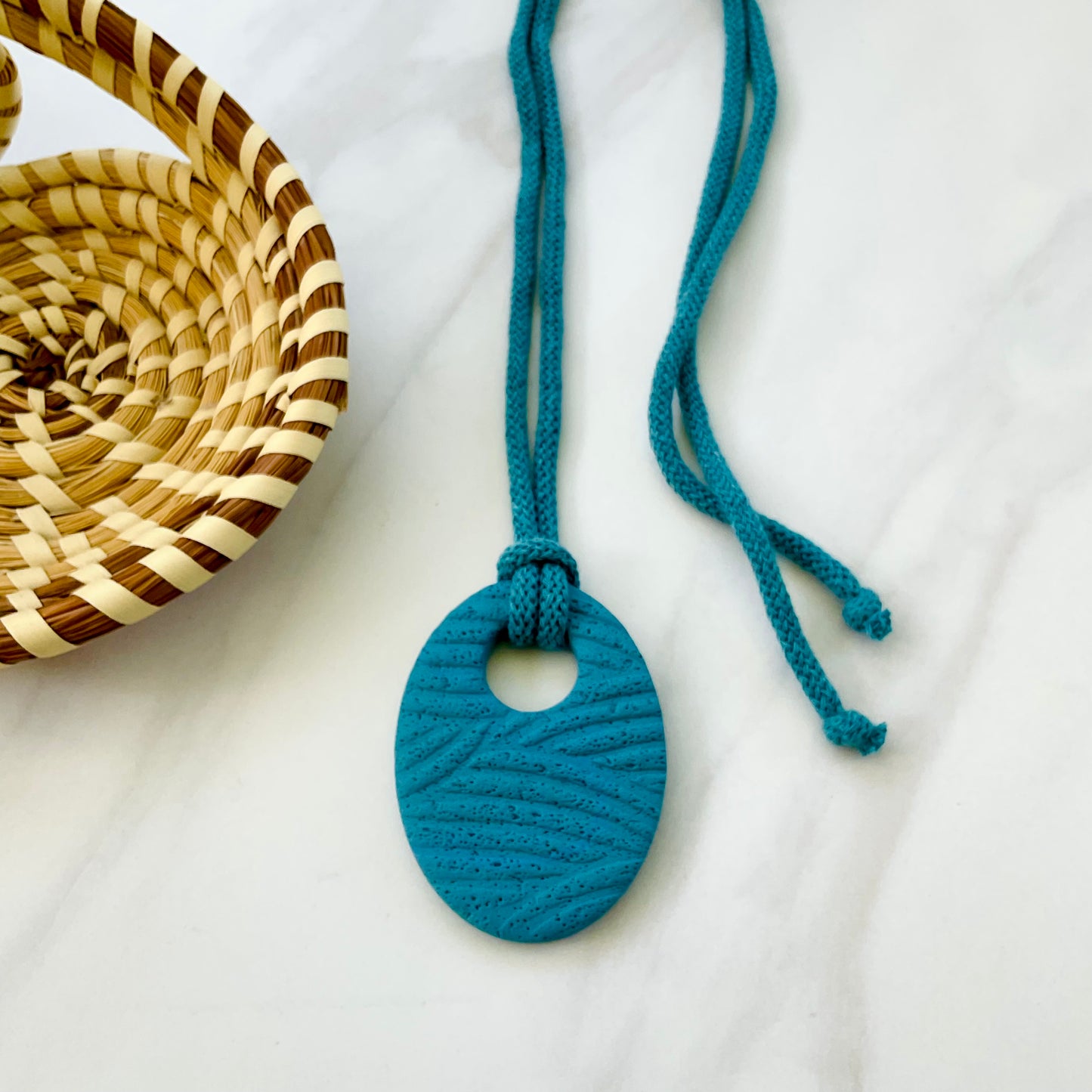 Clay Pendant Necklace // Bluestone Textured