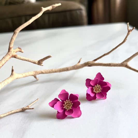 Flower Studs Bright Pink