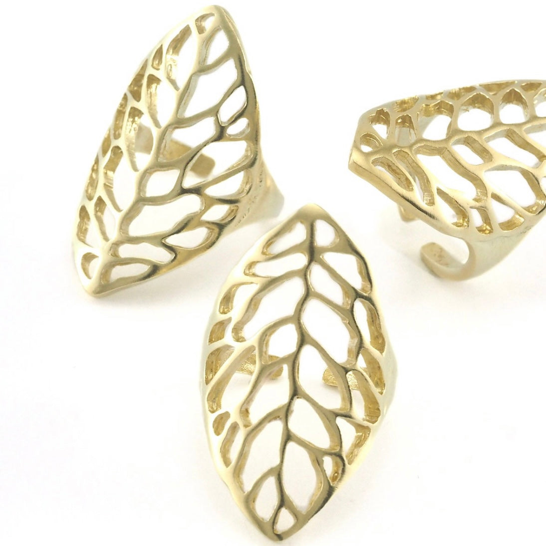 Leaf Brass Ring Adjustable