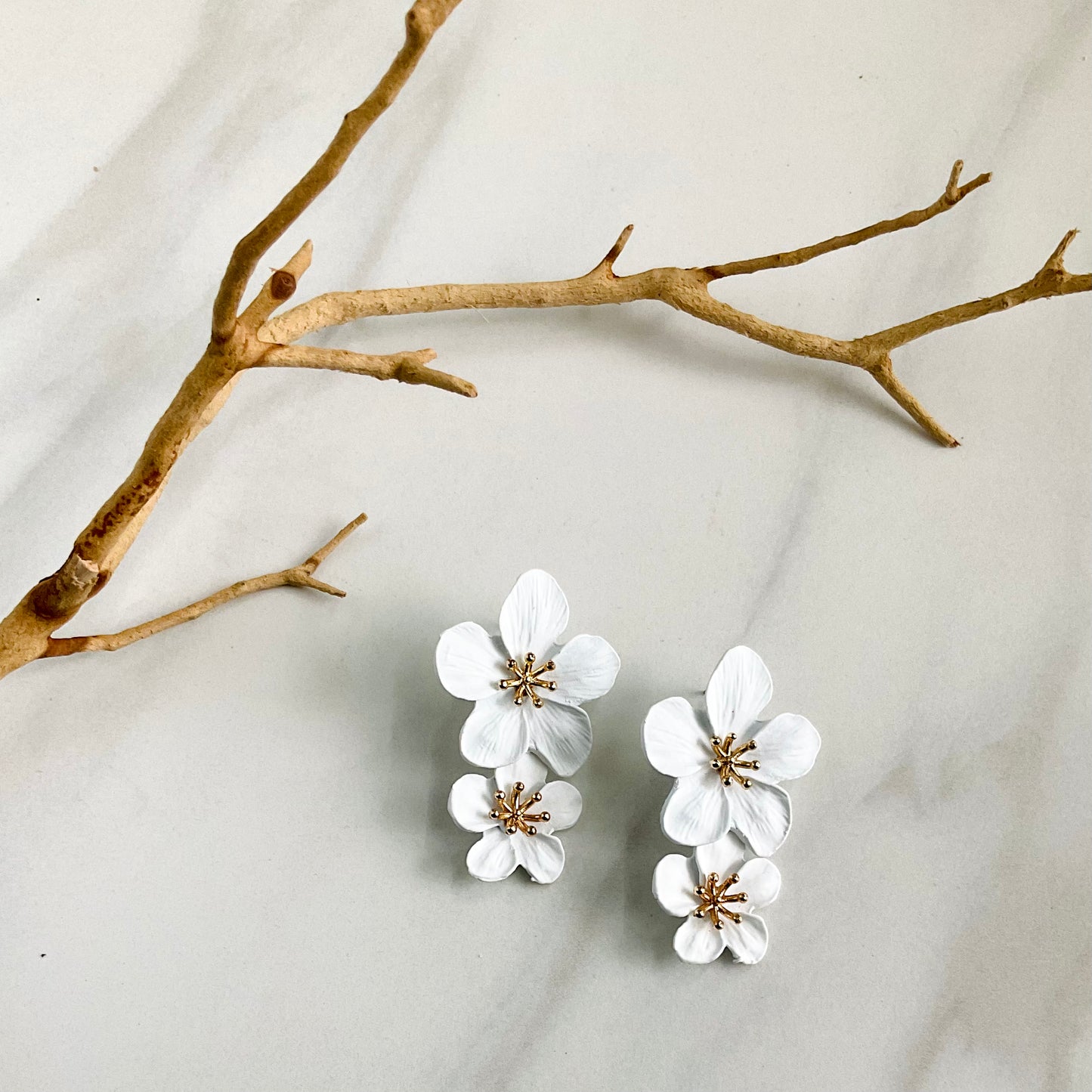 White Flower Earrings
