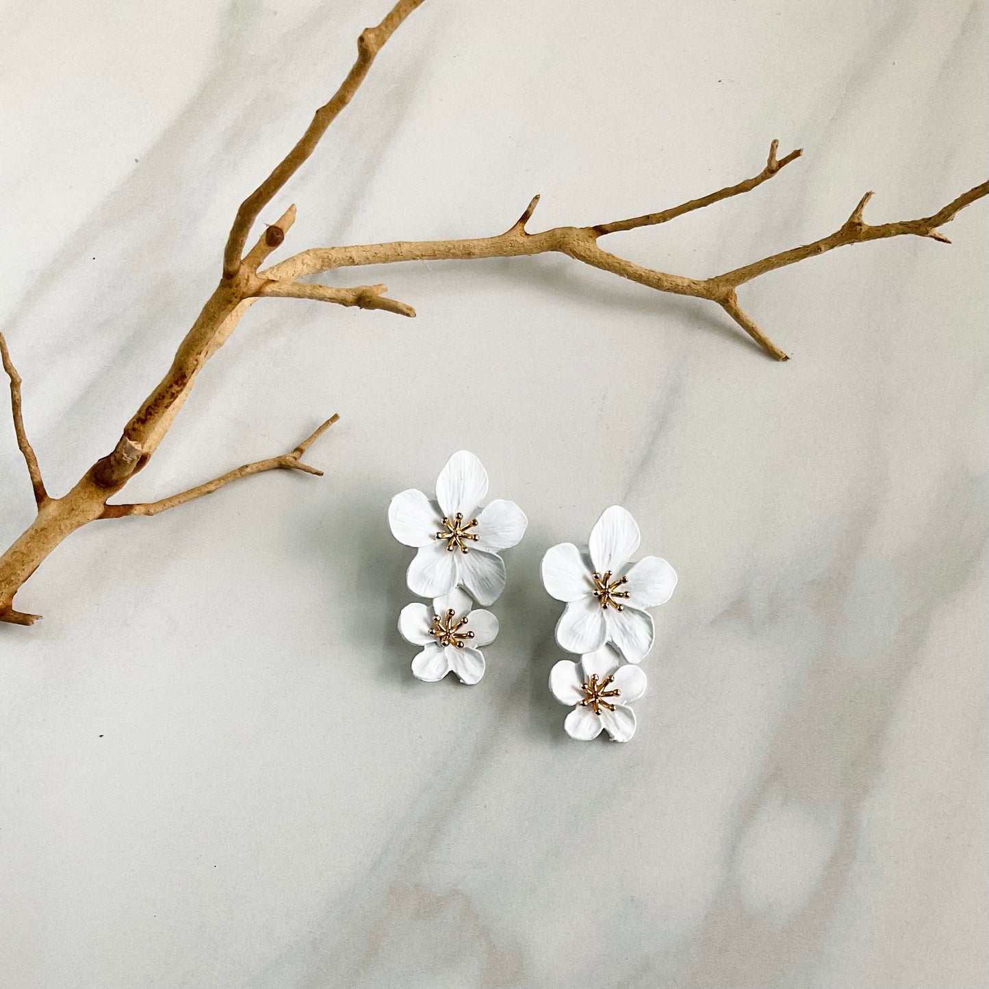 White Flower Earrings