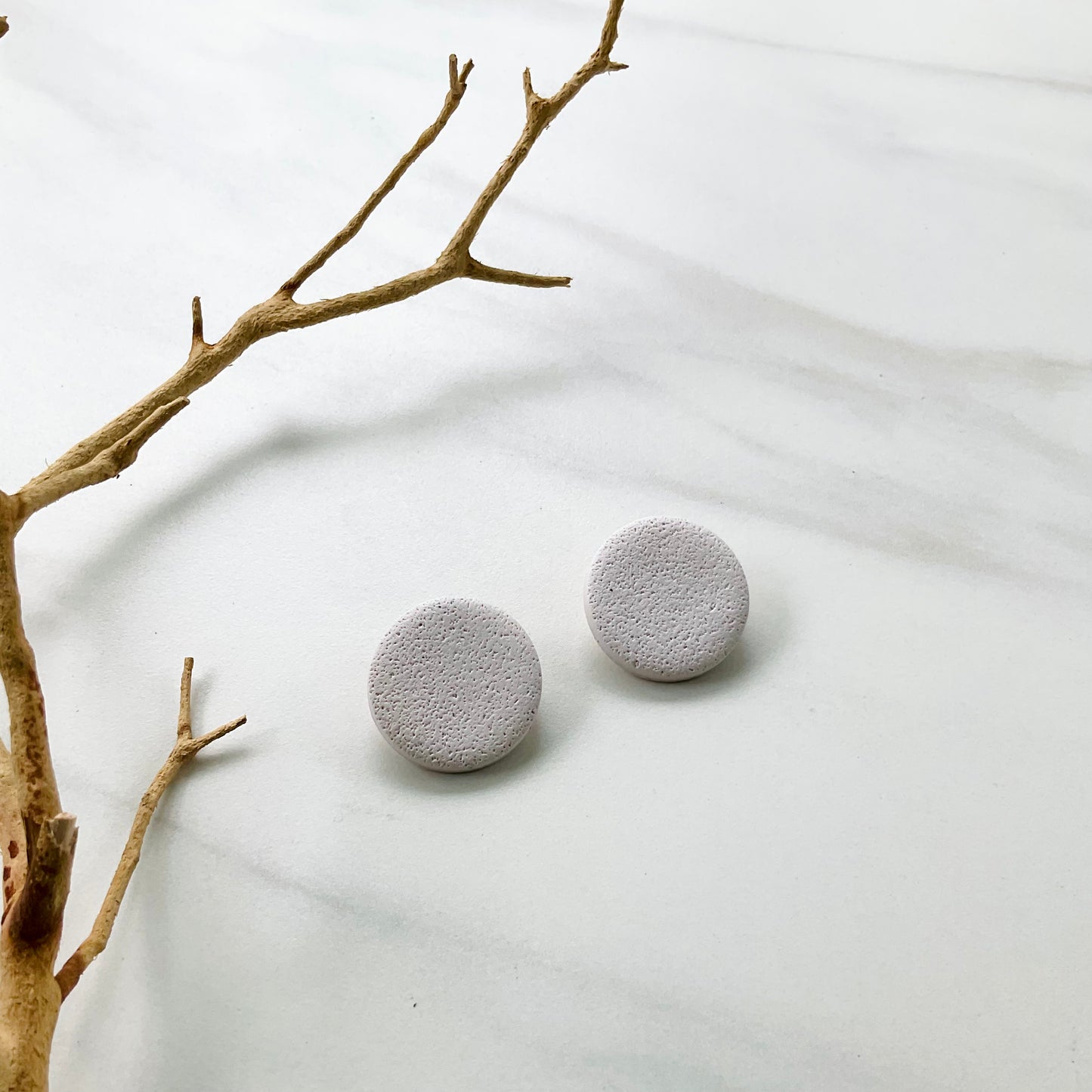 Beige Textured Print Studs