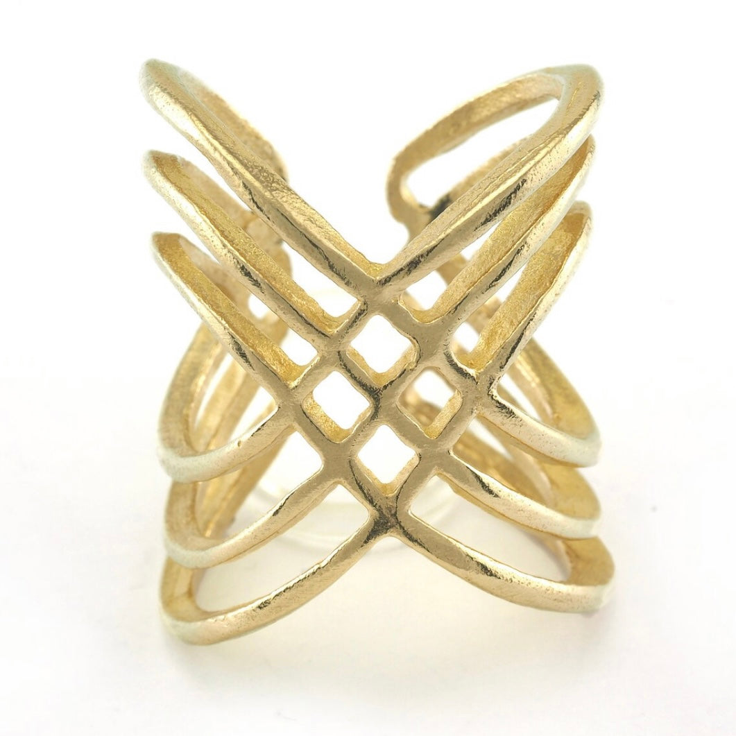 Cross Cross Brass Ring Adjustable