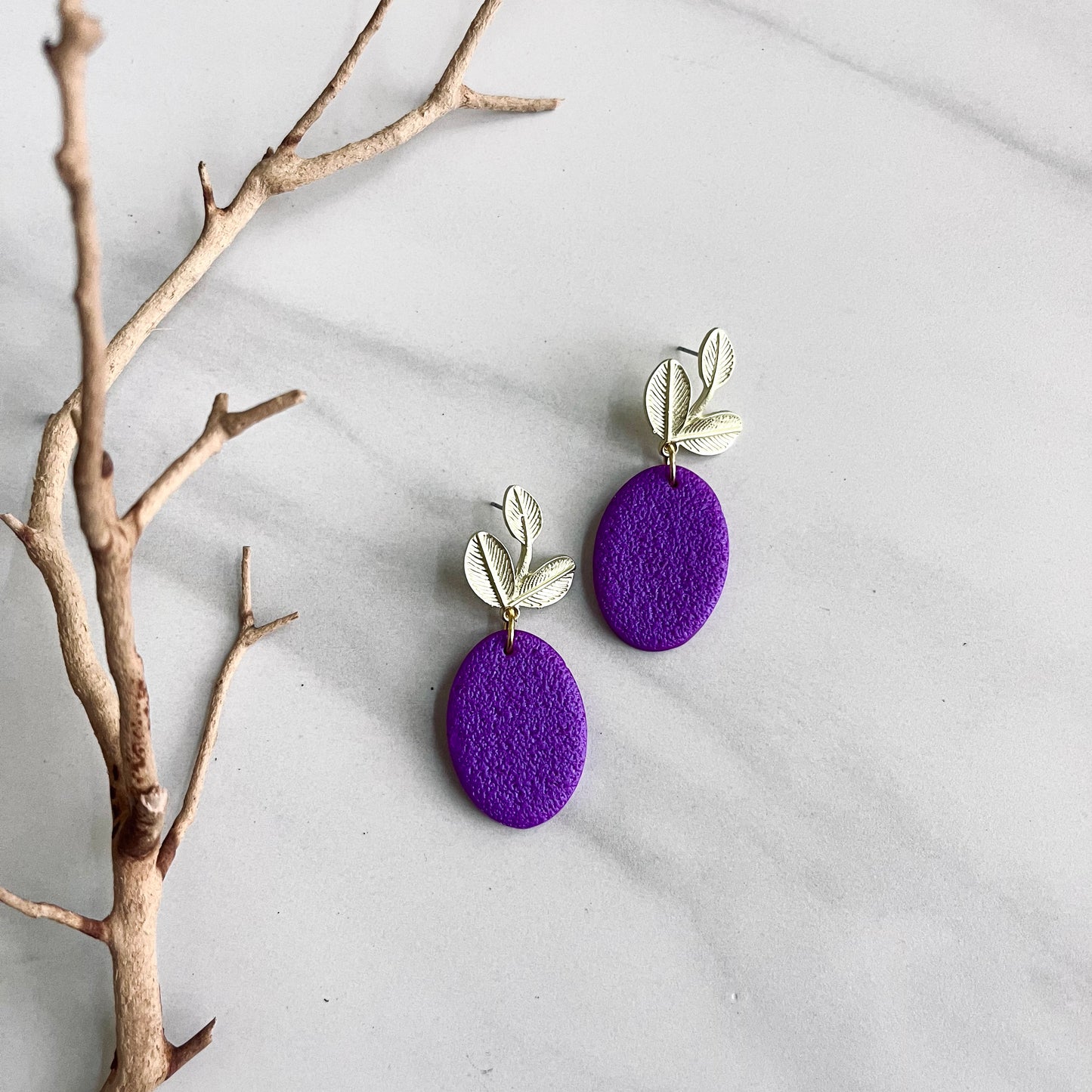 Magenta Textured Earrings + Brass