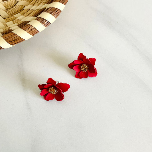 Flower Studs Red
