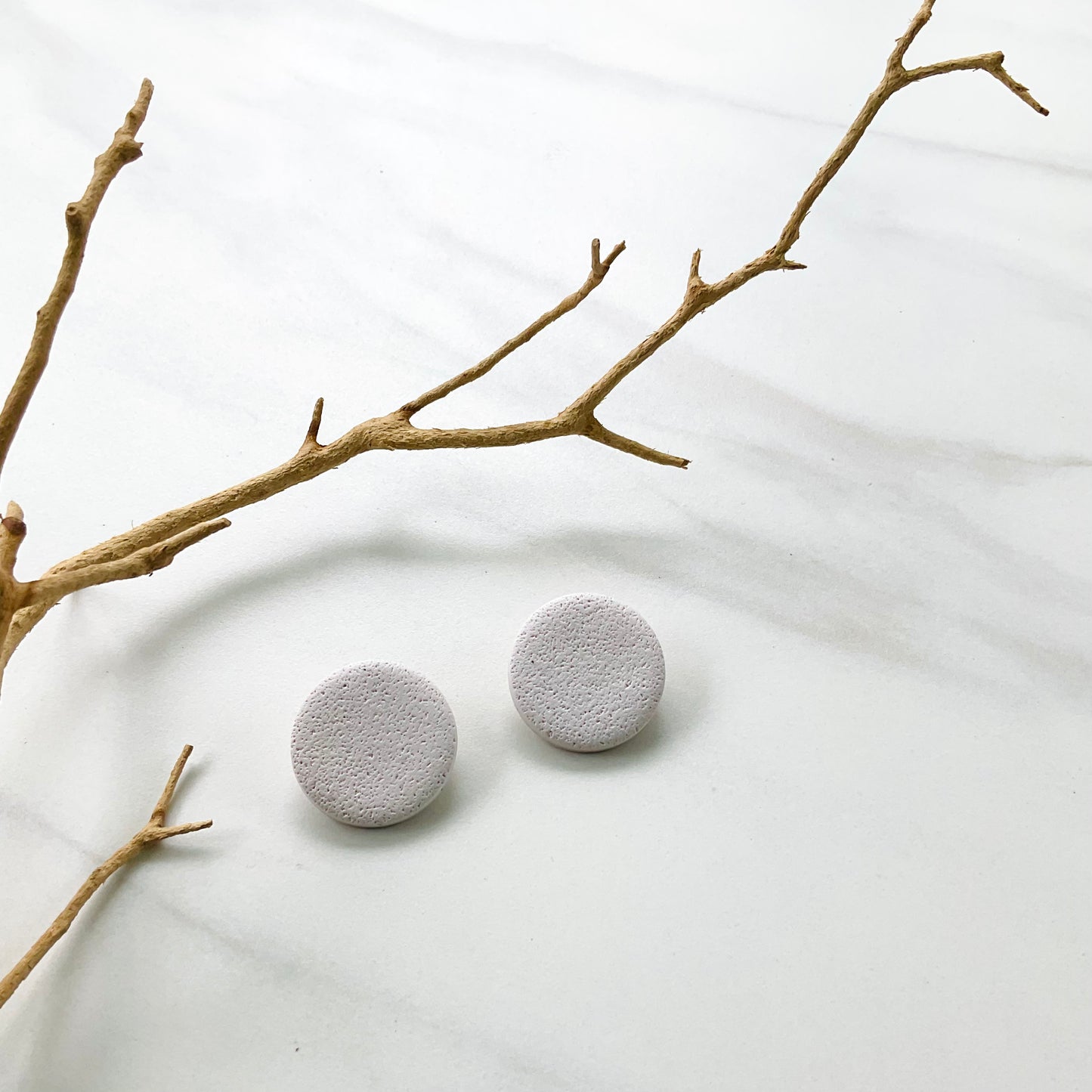 Beige Textured Print Studs