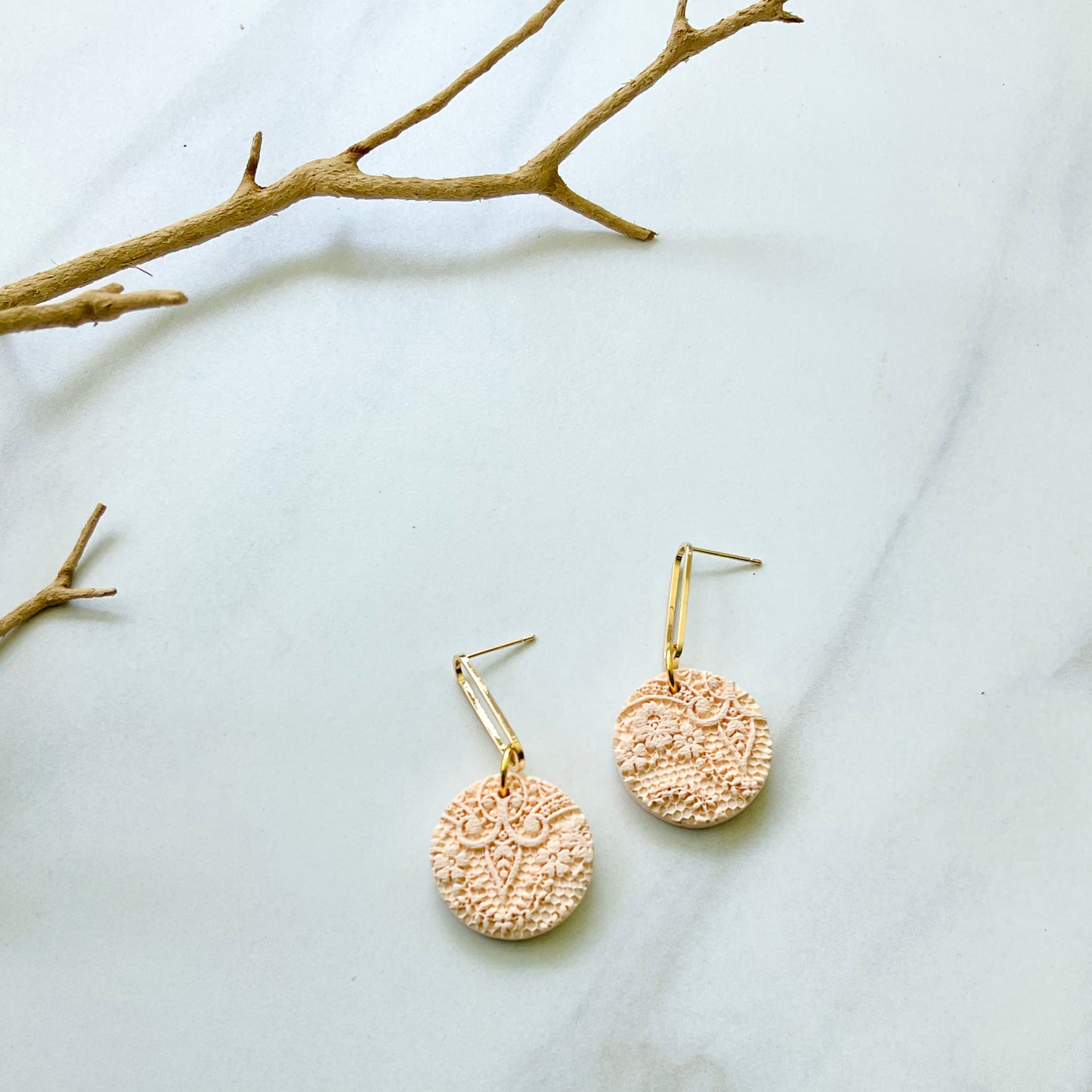 Peach Lace Textured + Brass