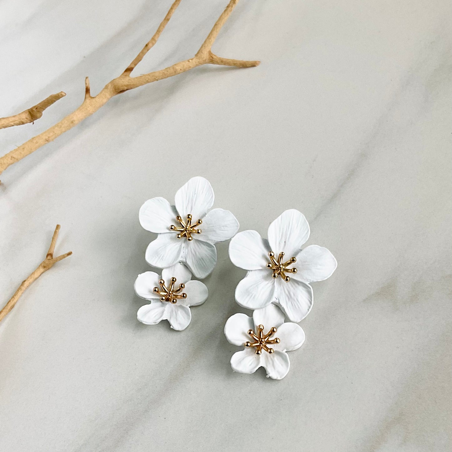 White Flower Earrings