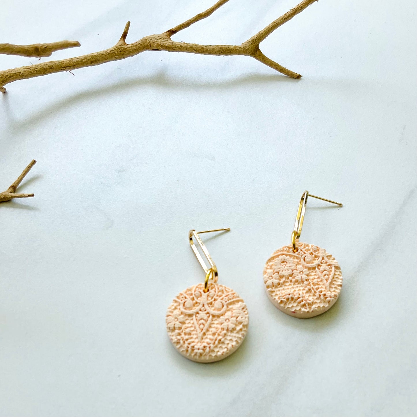 Peach Lace Textured + Brass