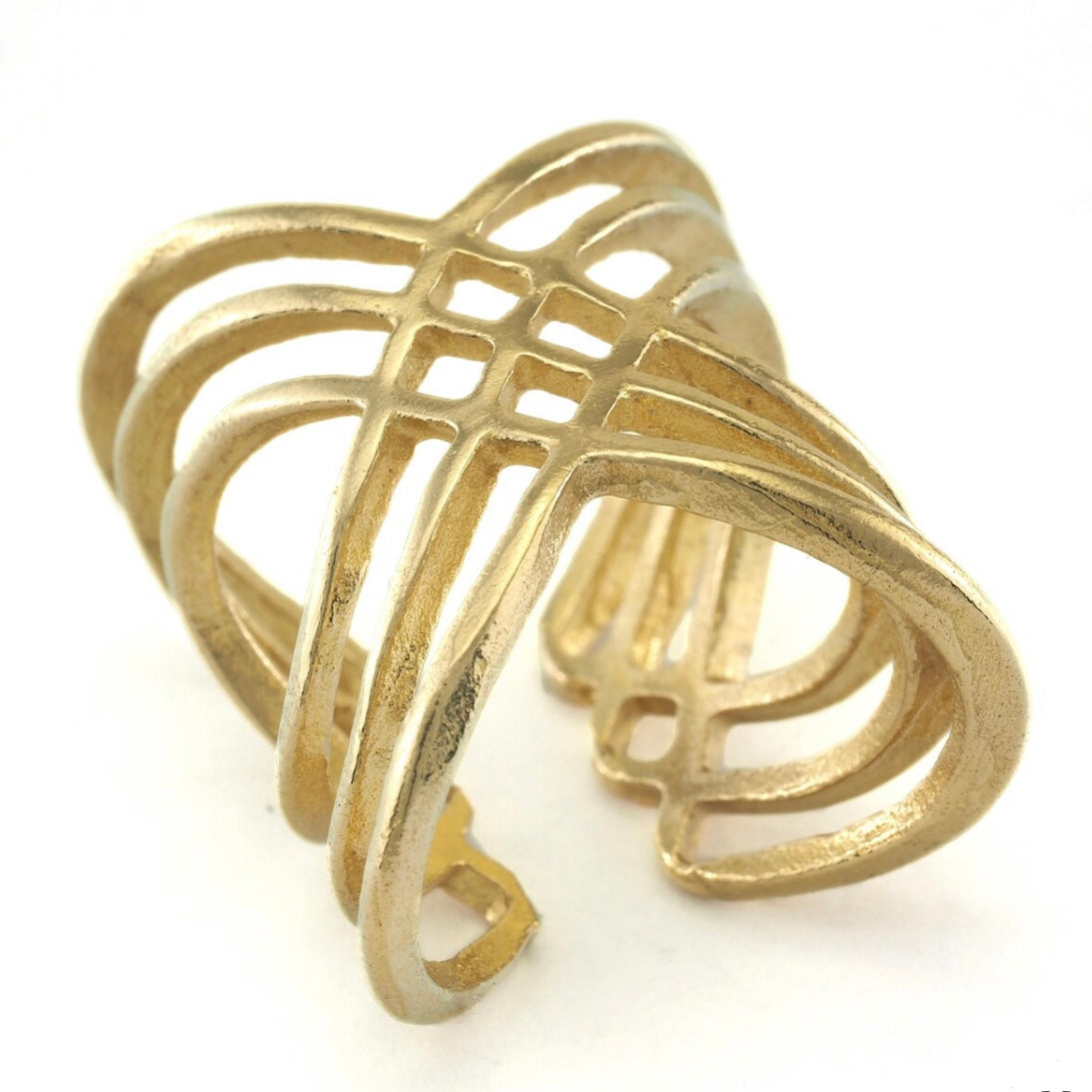 Cross Cross Brass Ring Adjustable