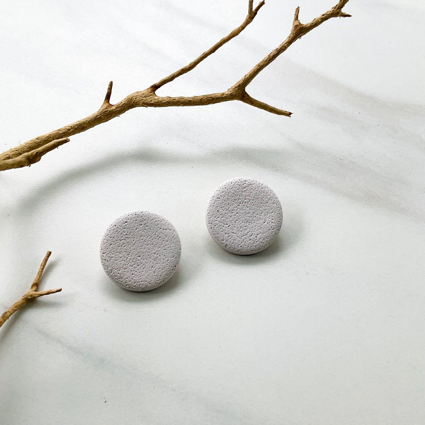 Beige Textured Print Studs