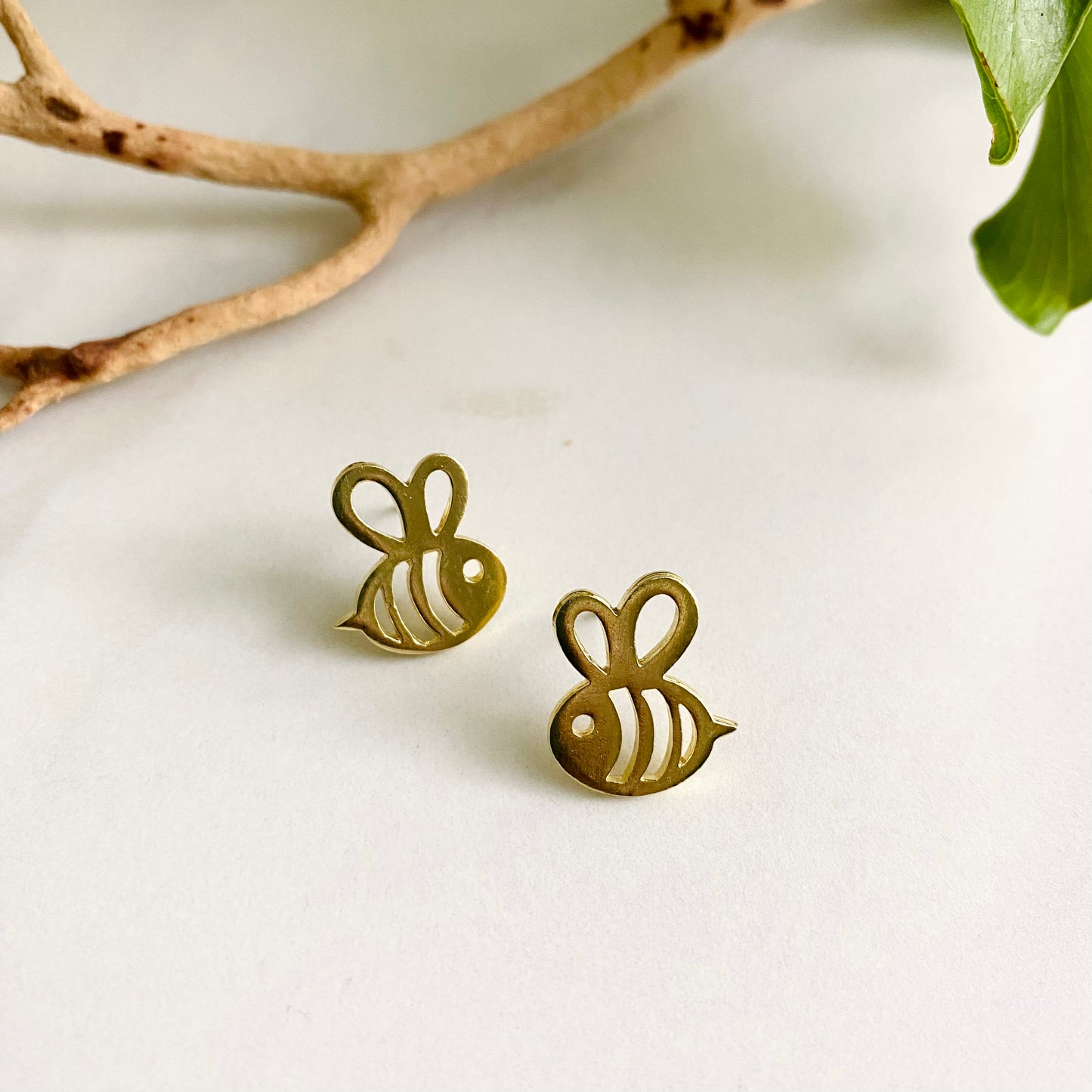 Brass Bee Studs
