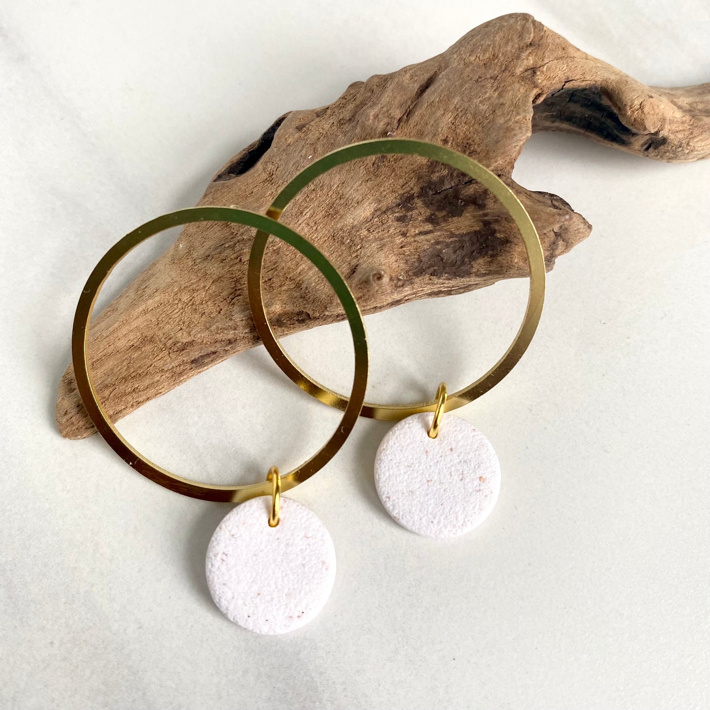 Opal Textured Clay + Brass Hoops
