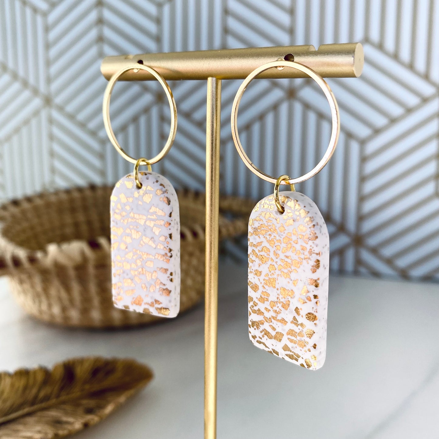 Blanc Sparkle + Brass Hoop