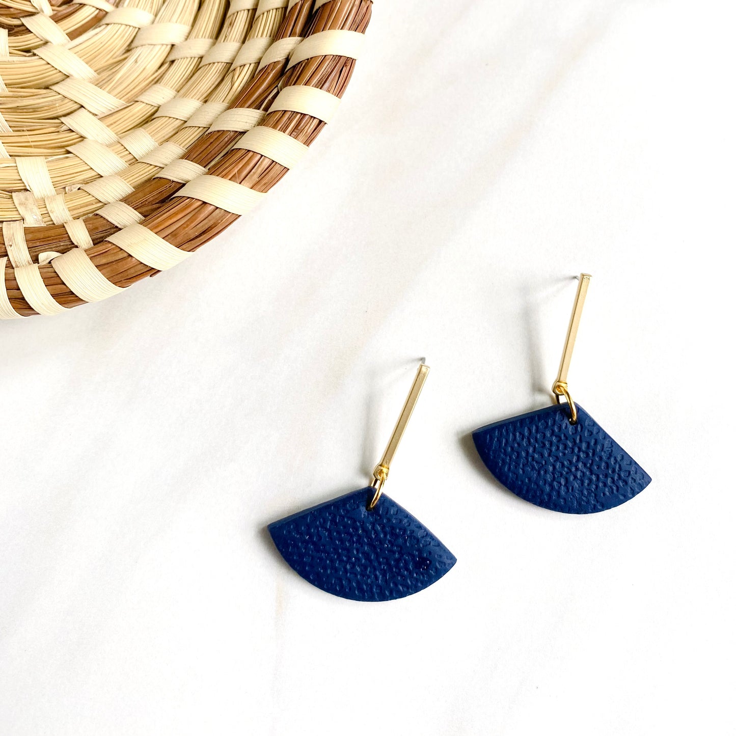 Navy Blue Textured + Brass