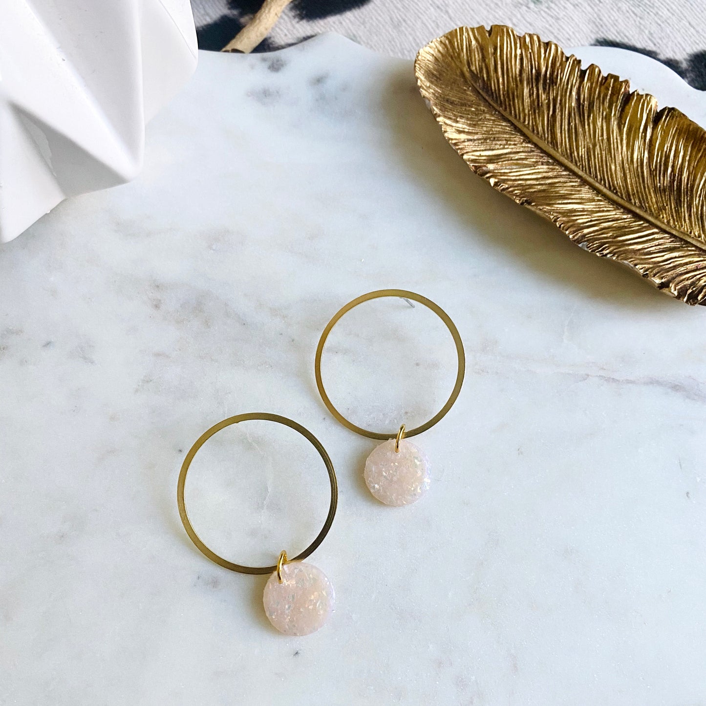 Sparkle Clay + Brass Hoops