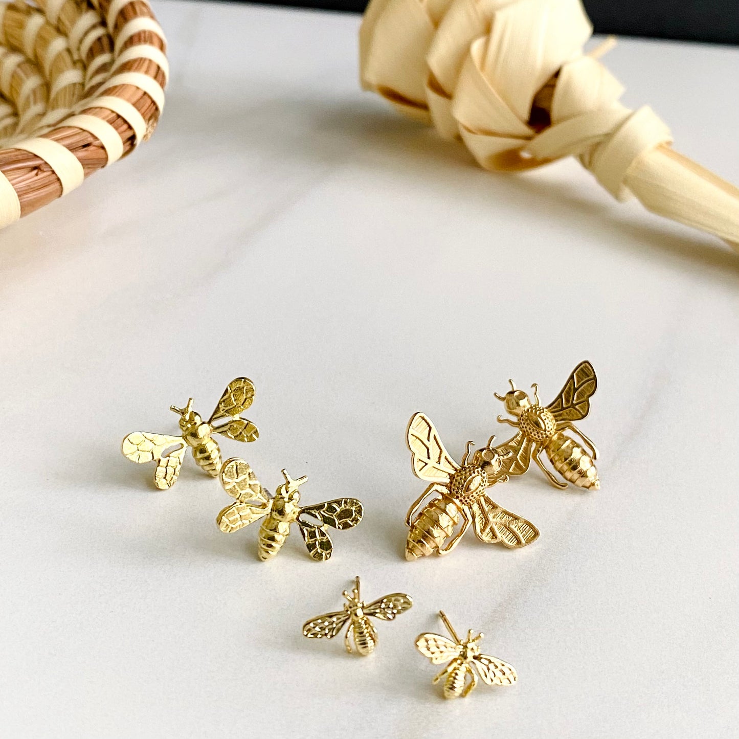 Brass Bee Studs