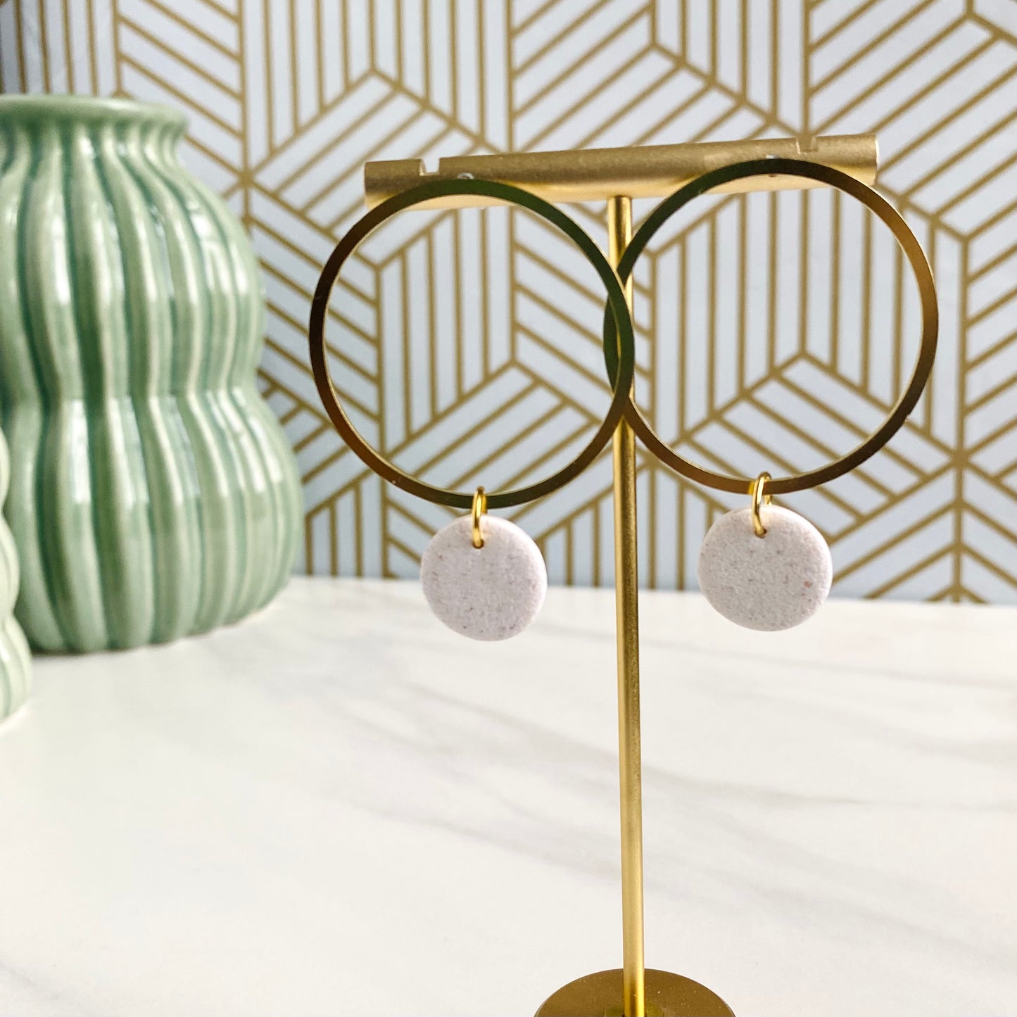 Opal Textured Clay + Brass Hoops