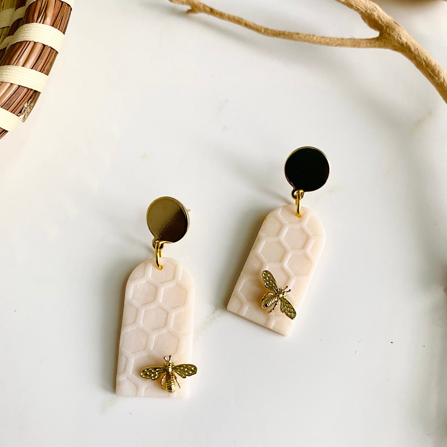 Honeycomb Print + Brass Bee