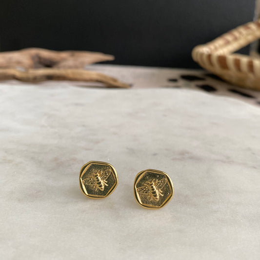Brass Bee Studs
