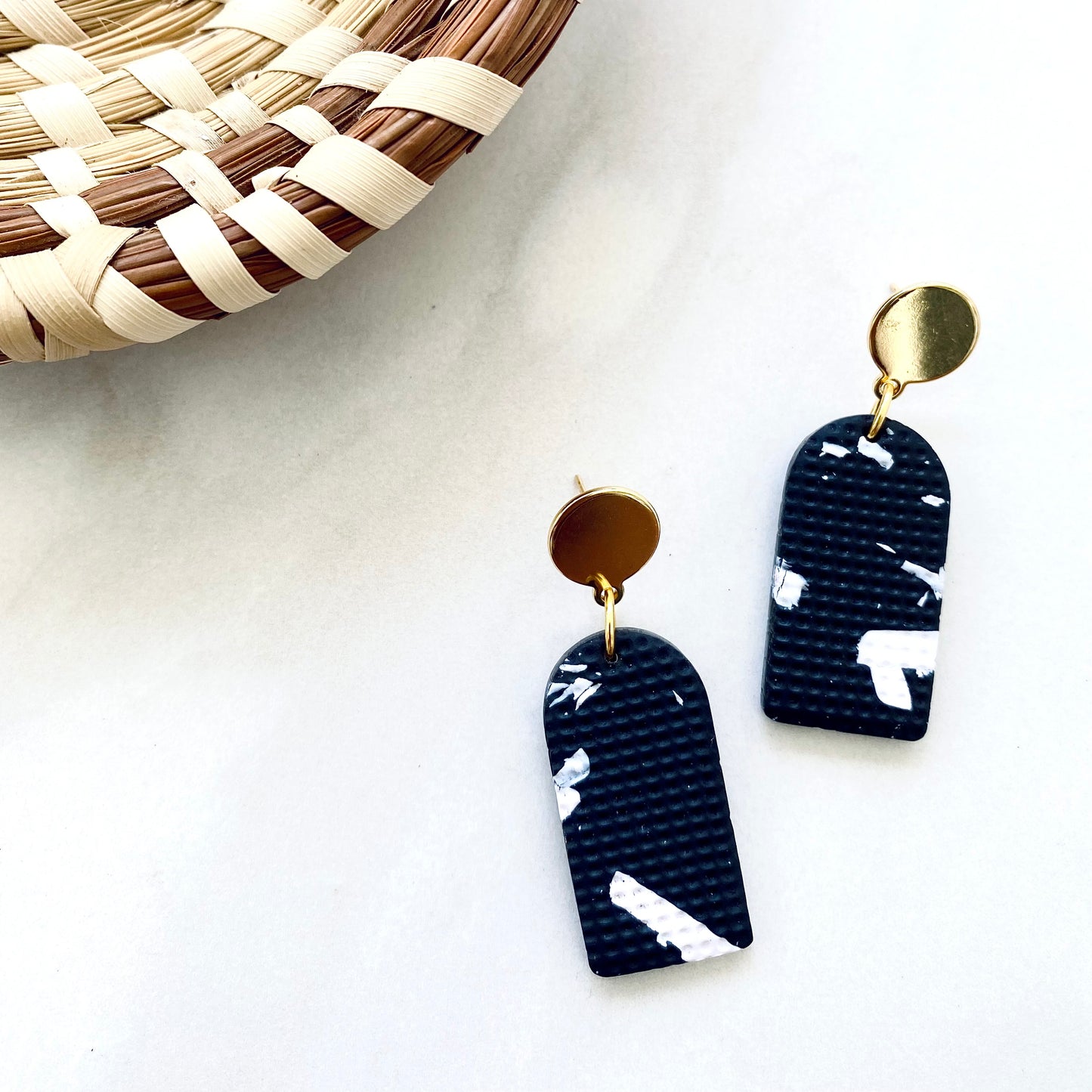 Black + White Print Textured + Brass