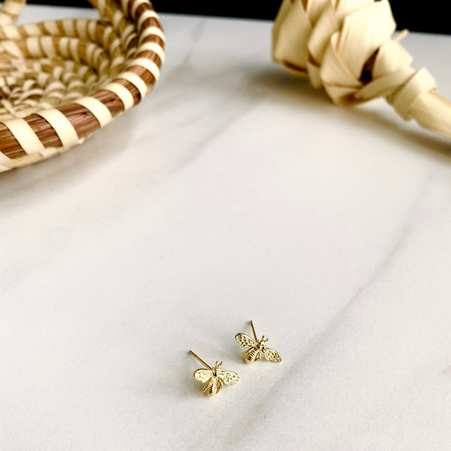 Brass Bee Studs