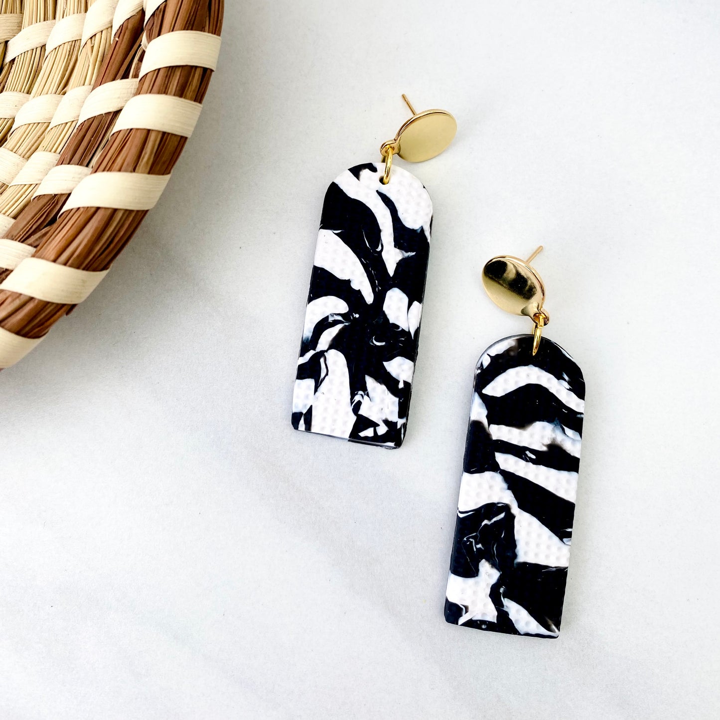 Black + White Print Textured + Brass