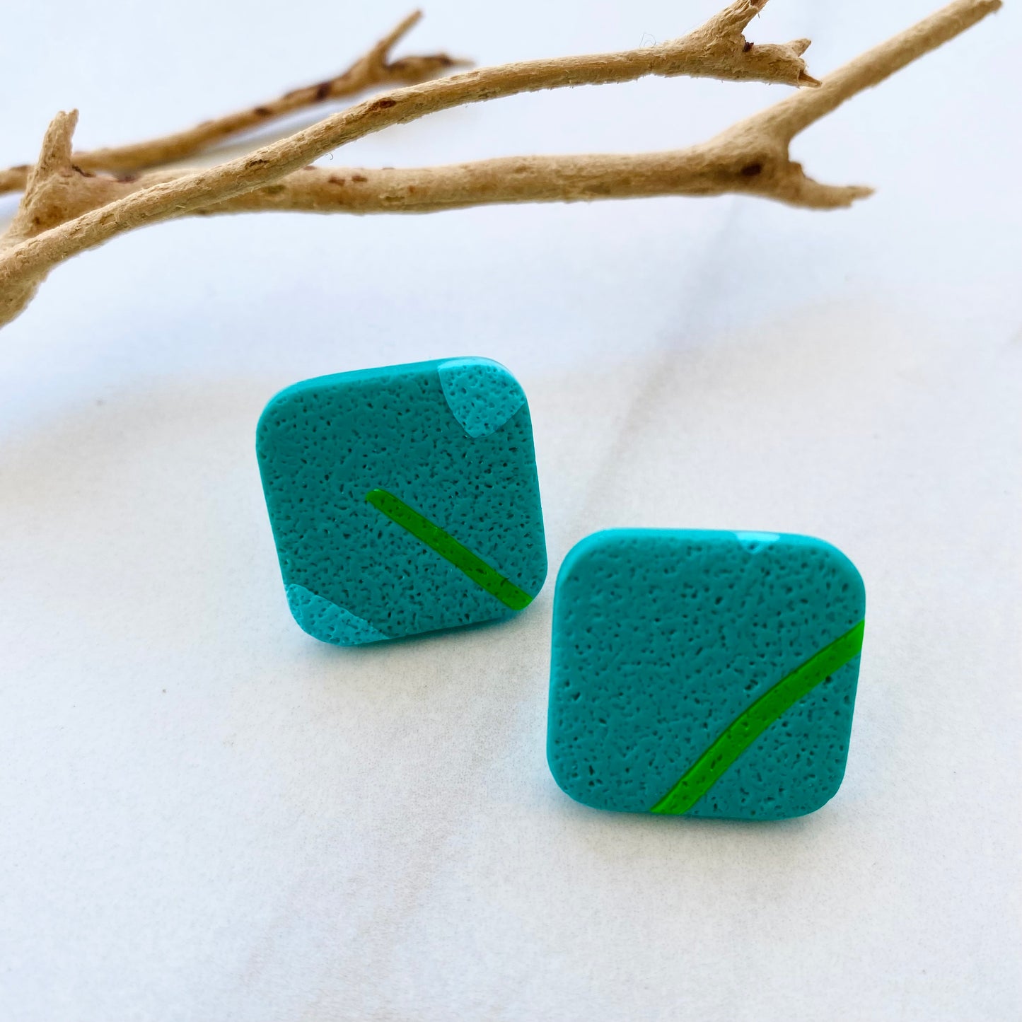 Turquoise Print Textured Studs