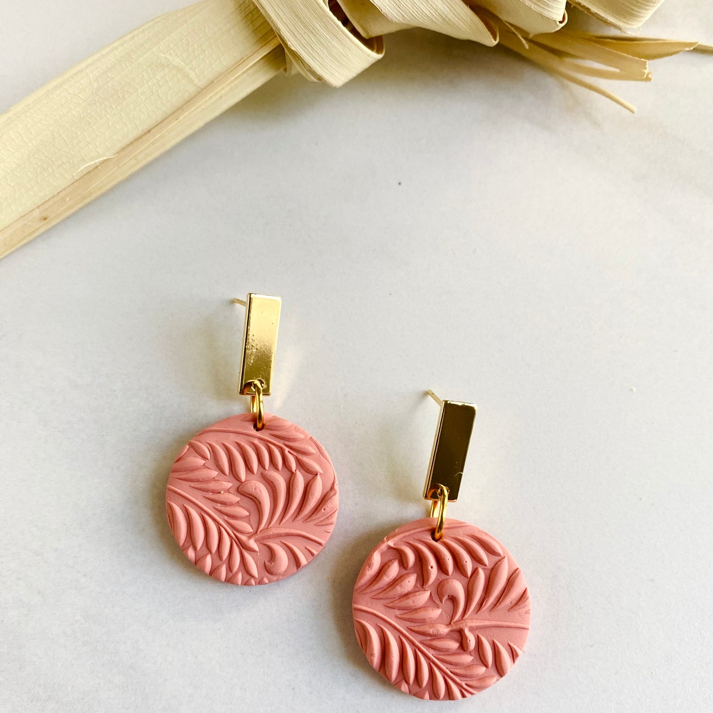 Salmon Pink Botanical + Brass