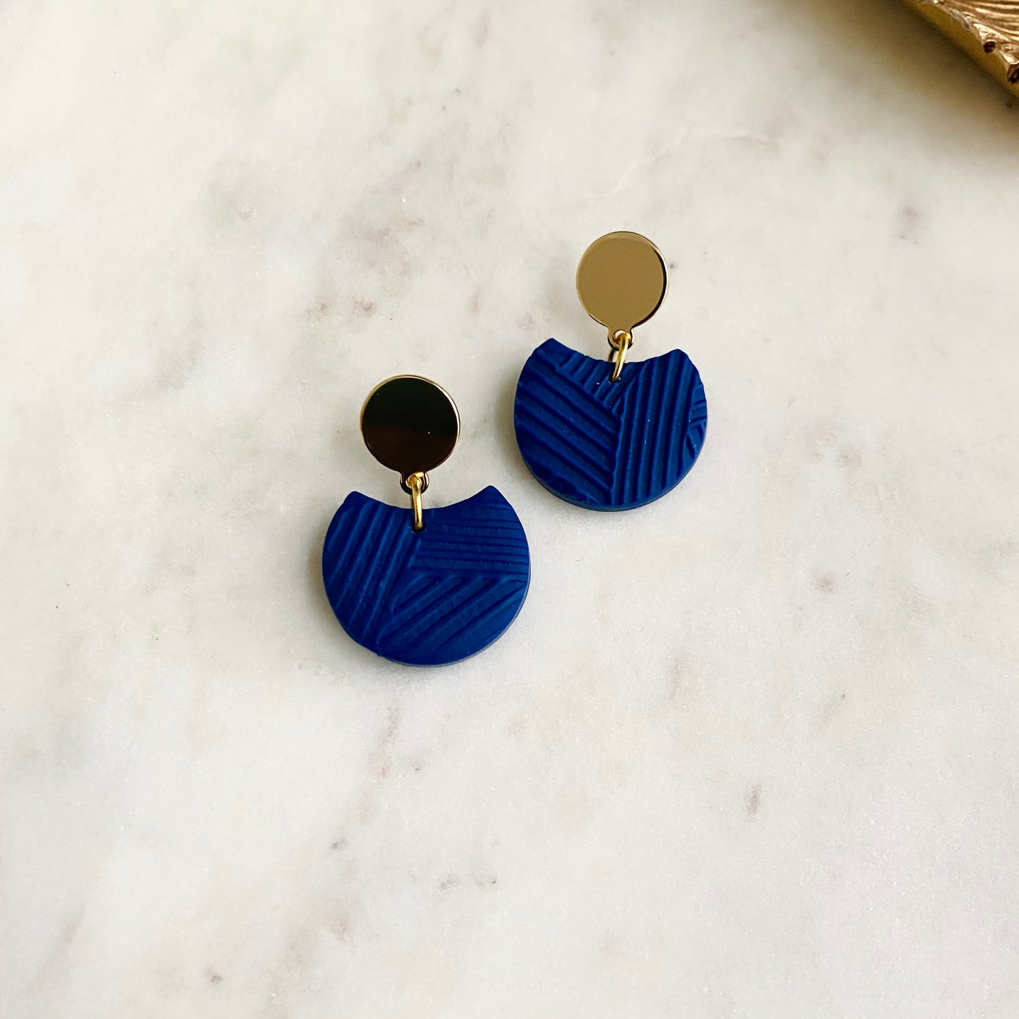 Birdie // Navy Blue Textured + Brass