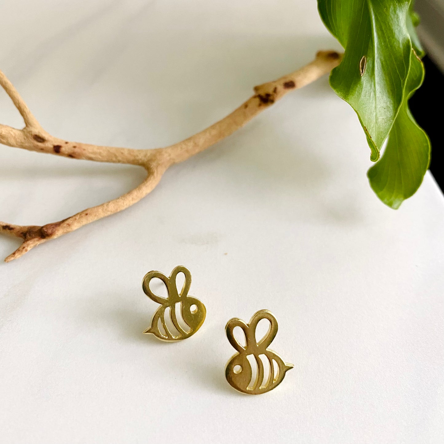 Brass Bee Studs
