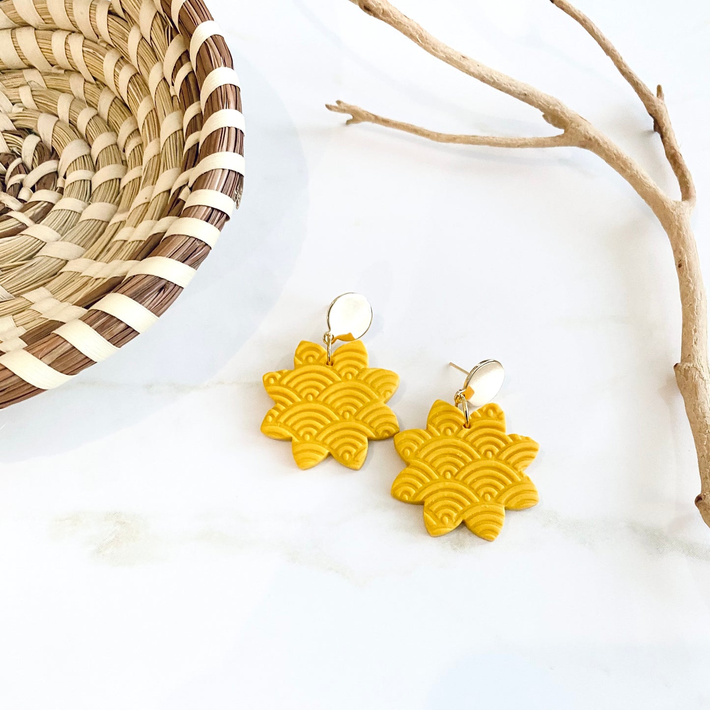 Yellow Textured Sunburst + Brass