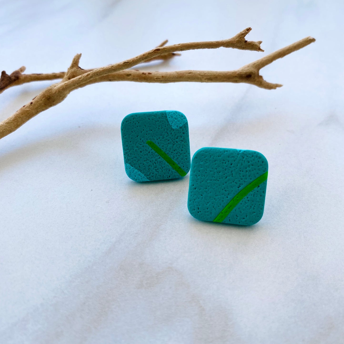 Turquoise Print Textured Studs