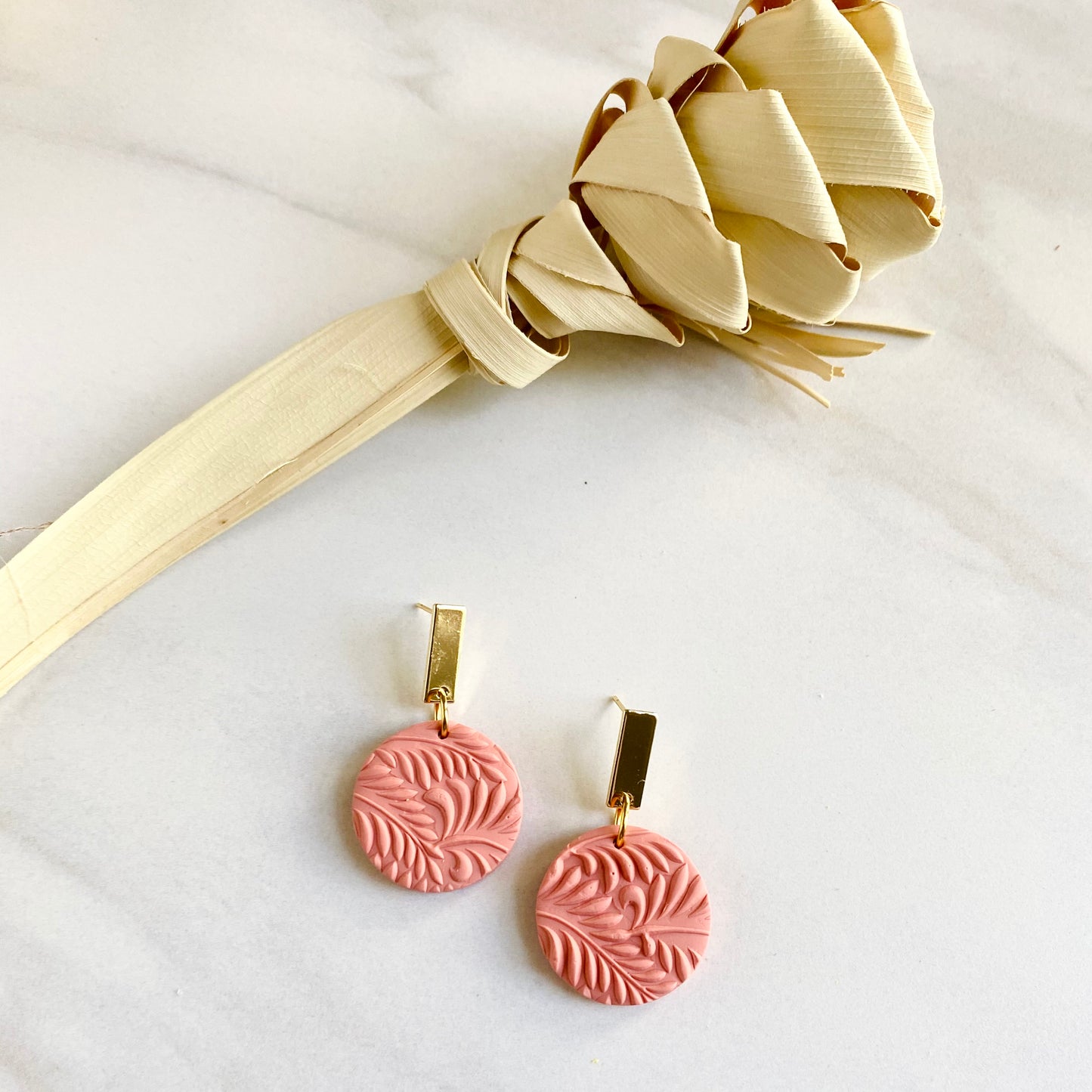 Salmon Pink Botanical + Brass