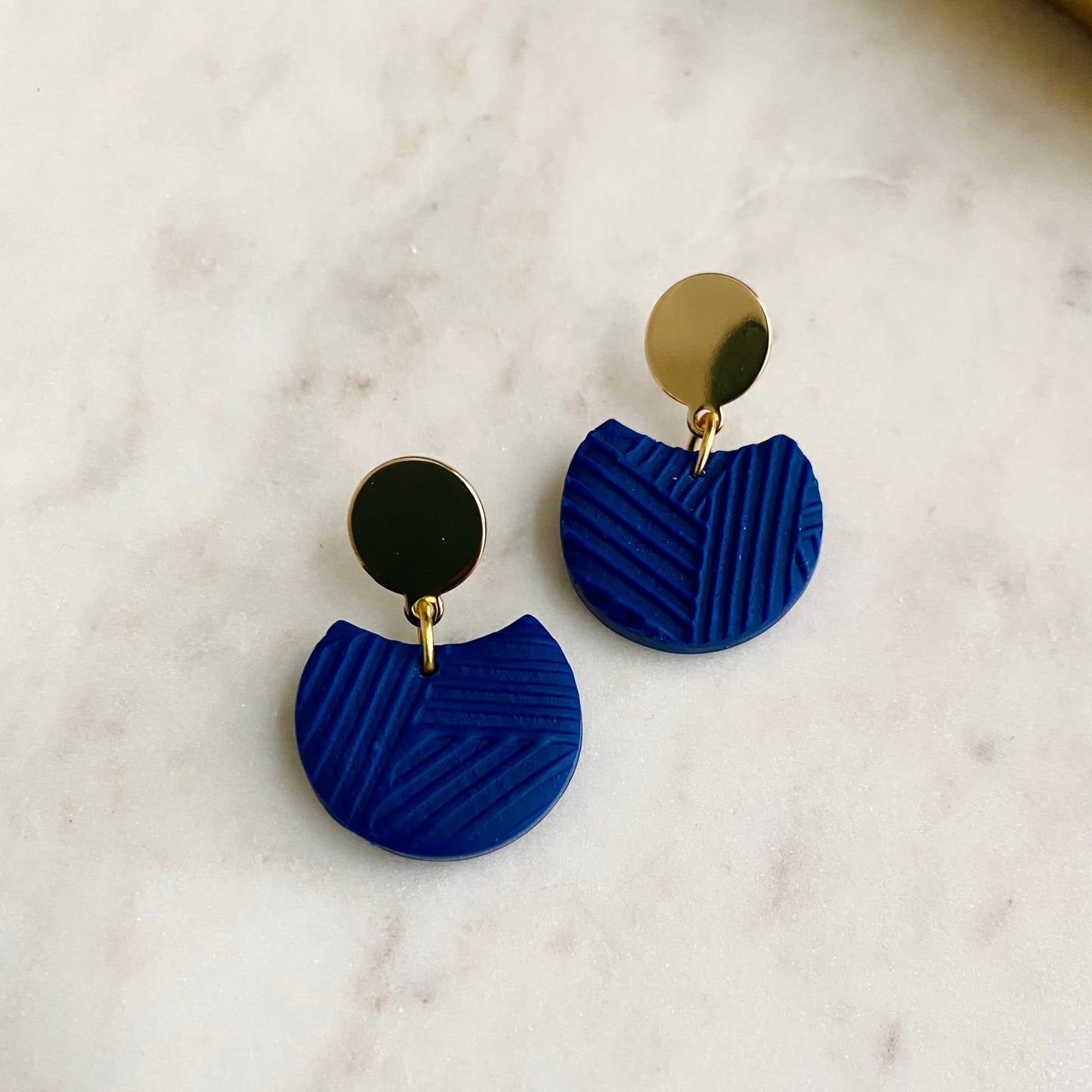 Birdie // Navy Blue Textured + Brass