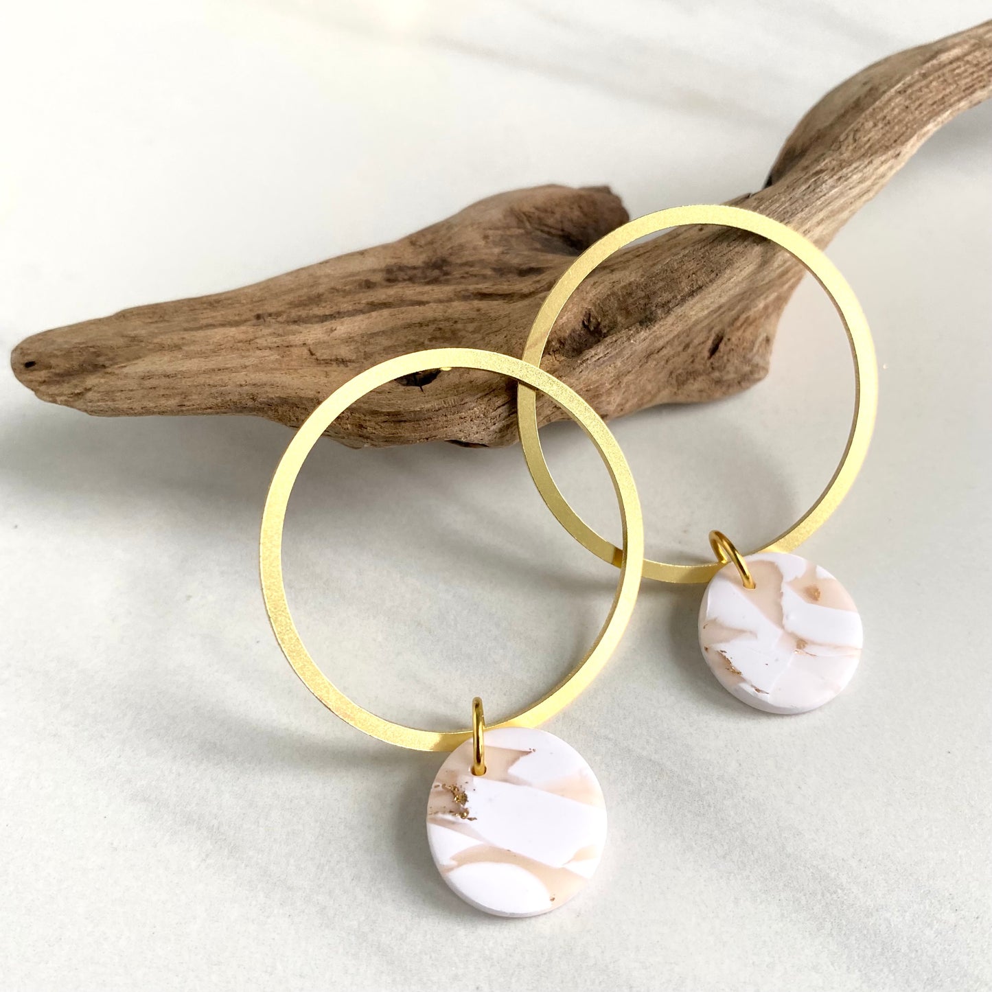 Opal Clay + Brass Hoops