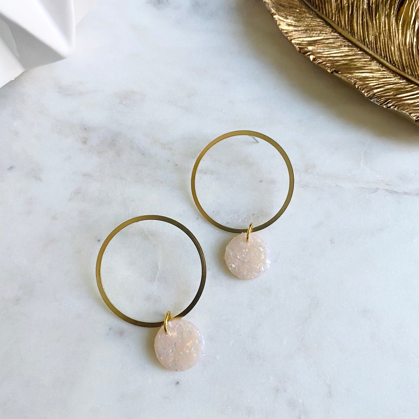 Sparkle Clay + Brass Hoops