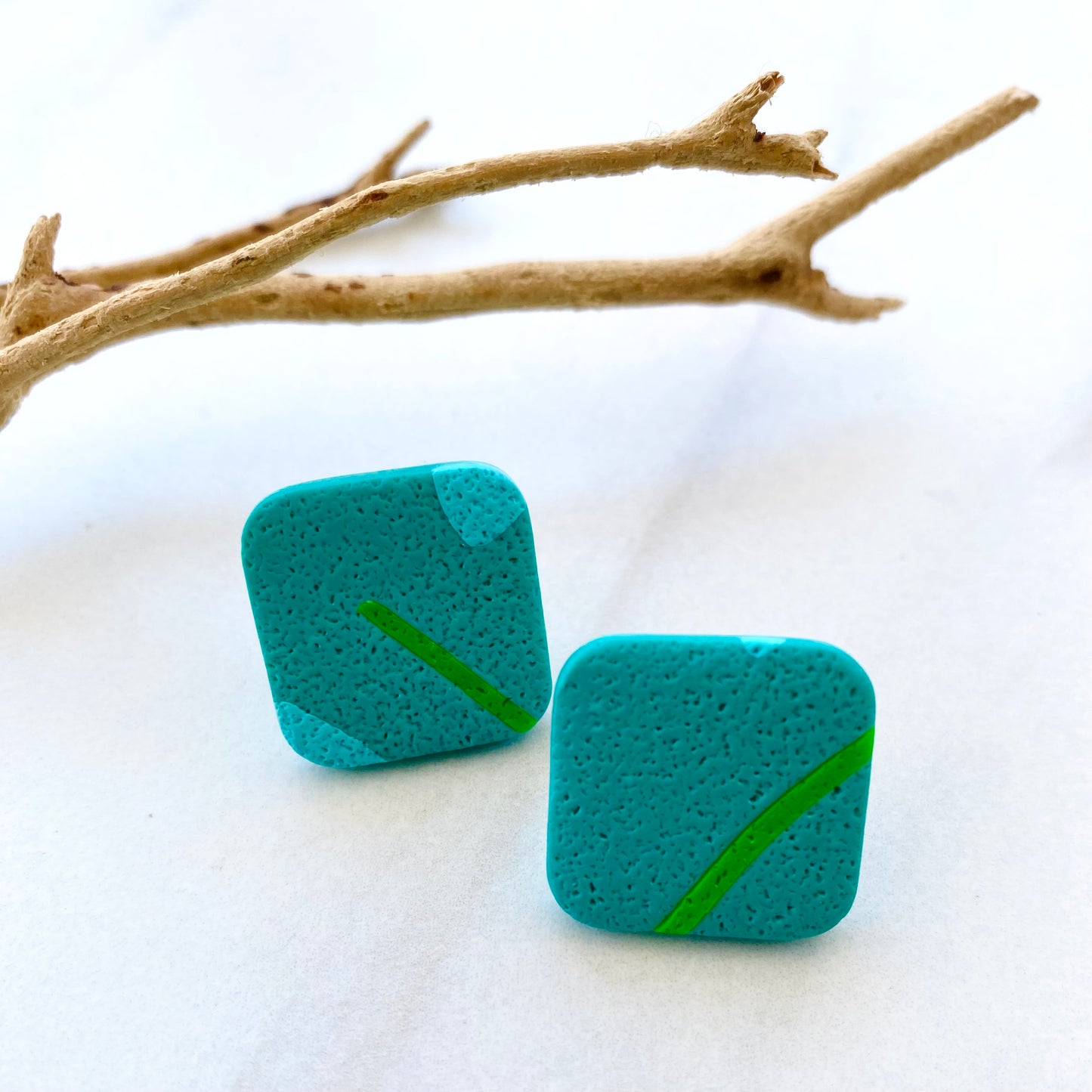 Turquoise Print Textured Studs