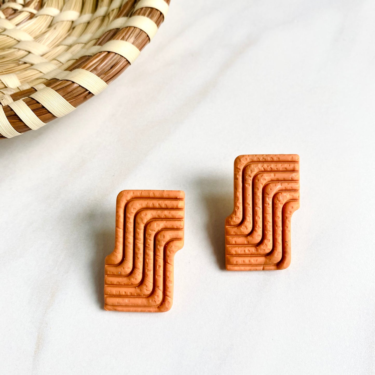 Zonya // Burnt Orange Textured Studs