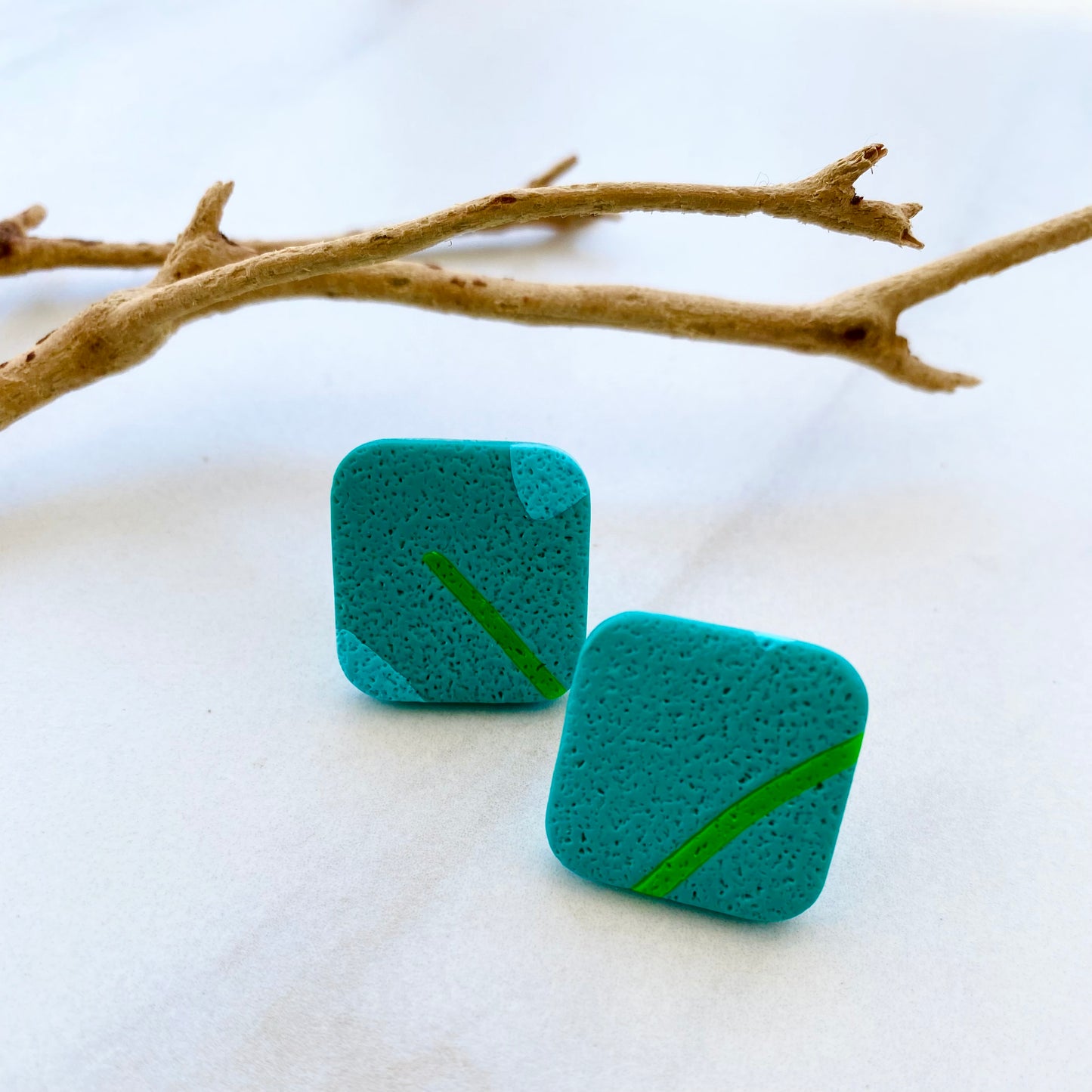 Turquoise Print Textured Studs
