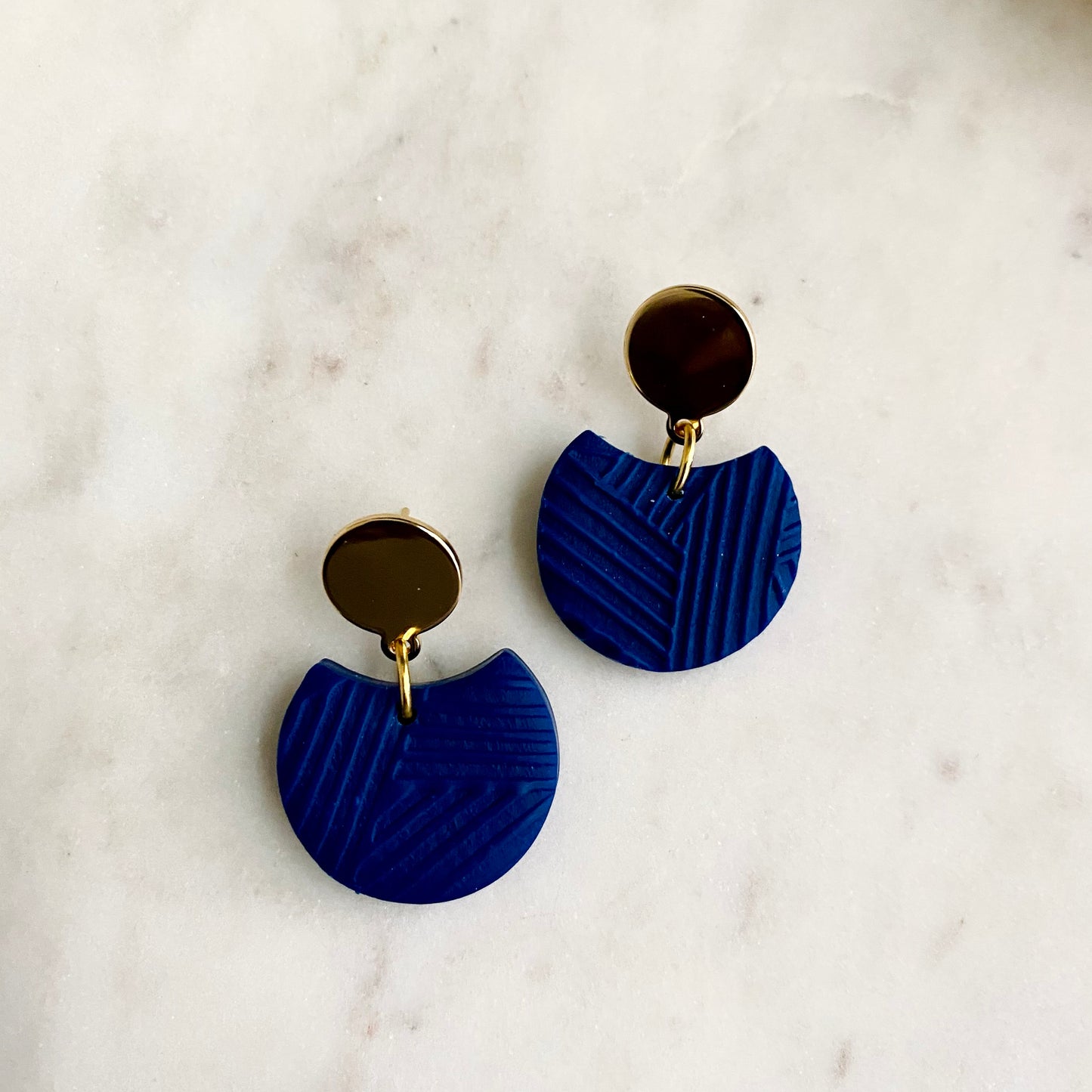 Birdie // Navy Blue Textured + Brass