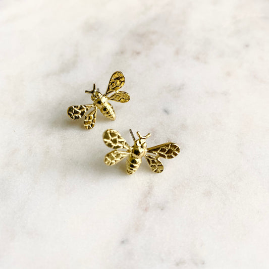 Brass Bee Studs