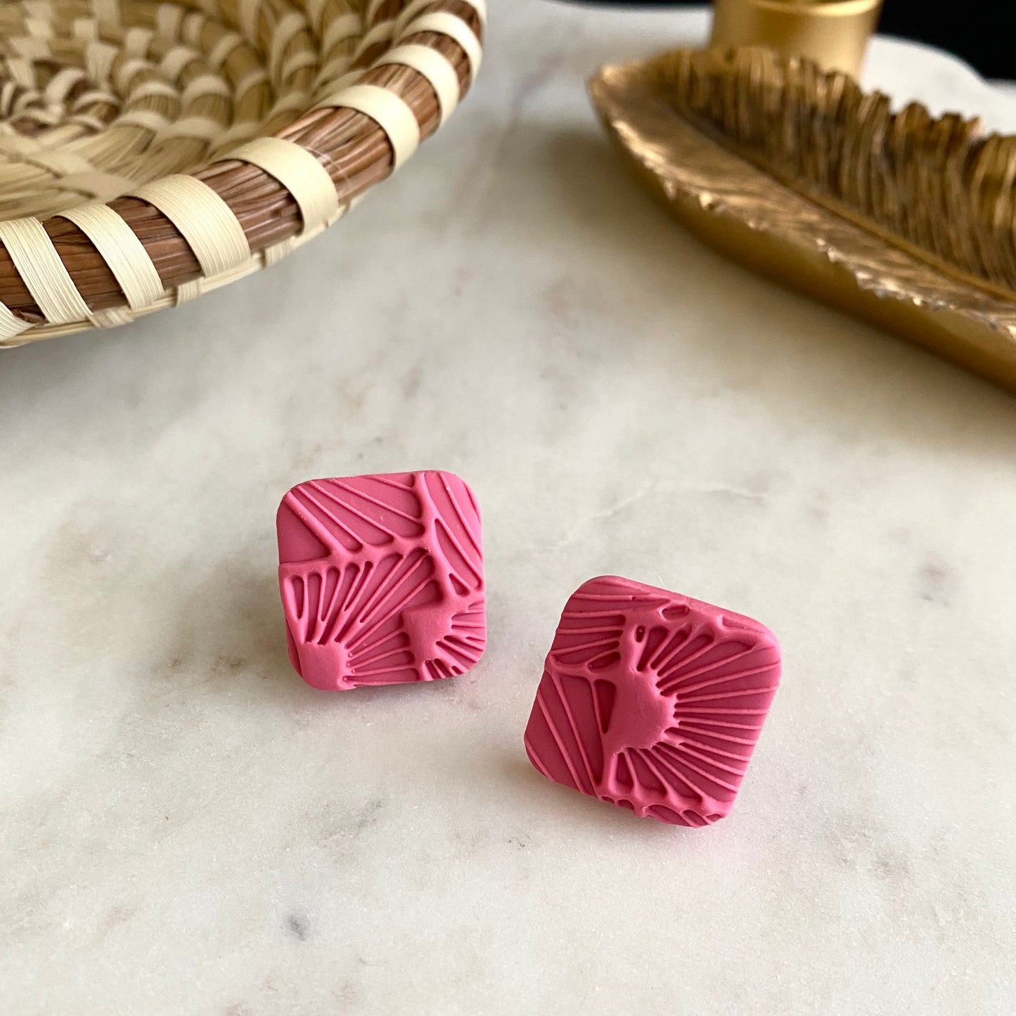Peony Pink Textured Studs