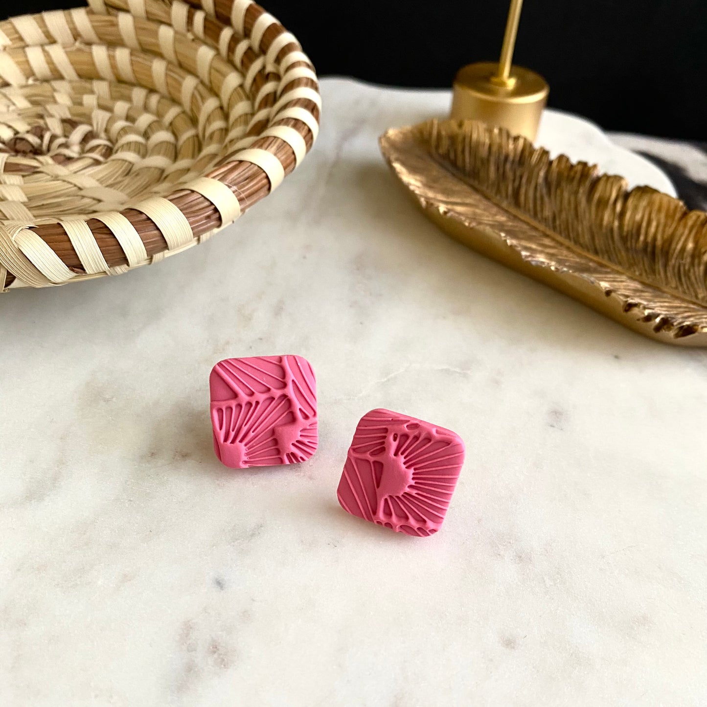 Peony Pink Textured Studs