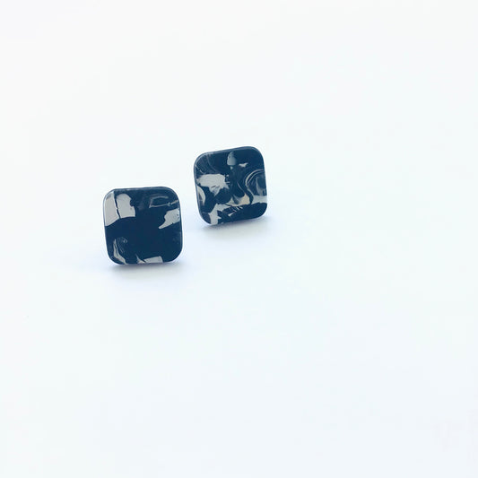 Black Hanover Print Studs