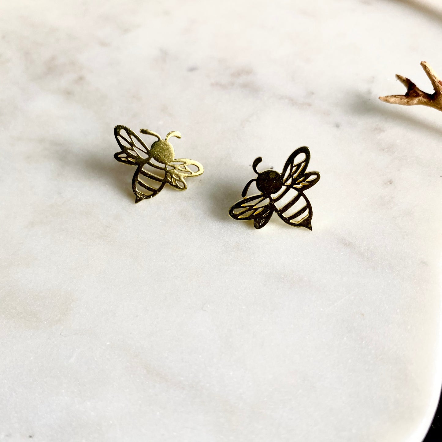 Logo Brass Honeybee Studs